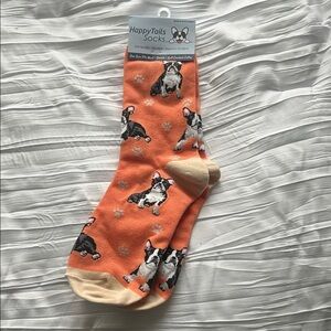 HappyTails Orange Boston terrier one size fits most adult Socks